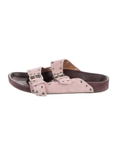 Pre-owned Isabel Marant Suede Studded Accents Slides In Pink