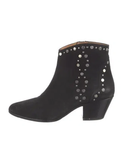 Pre-owned Isabel Marant Suede Studded Accents Western Boots In Black