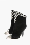 ISABEL MARANT SUEDE STUDDED POINTY ANKLE BOOTS WITH STUDS 9CM