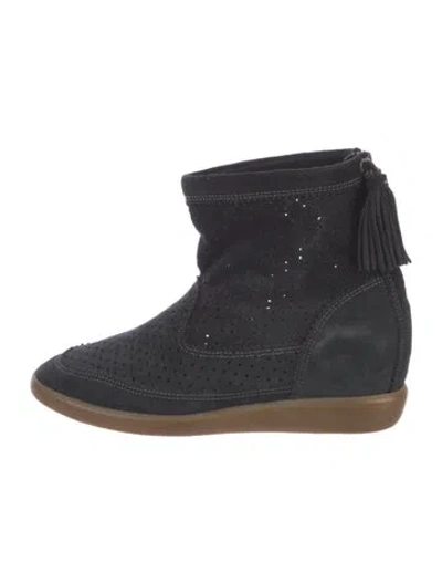 Pre-owned Isabel Marant Suede Tassel Accents Lace-up Boots In Blue