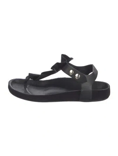 Pre-owned Isabel Marant Suede T-strap Sandals In Black