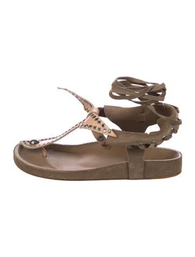 Pre-owned Isabel Marant Suede T-strap Sandals In Neutral