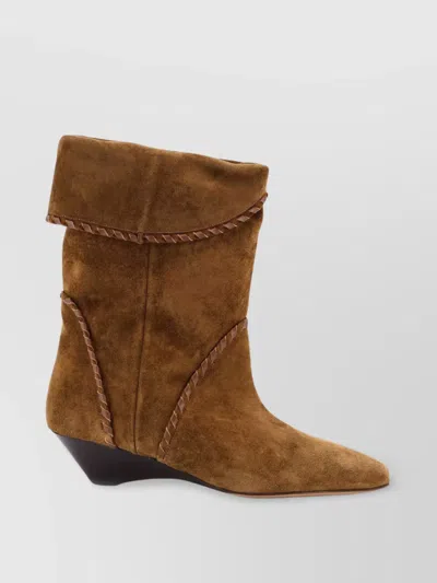 Isabel Marant Suede Wedge Heel Ankle Boots In Brown