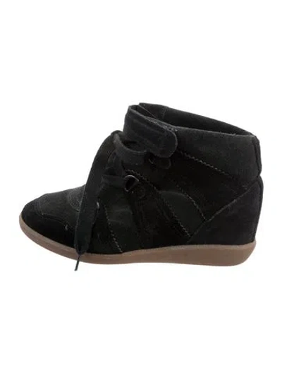 Pre-owned Isabel Marant Suede Wedge Sneakers In Black