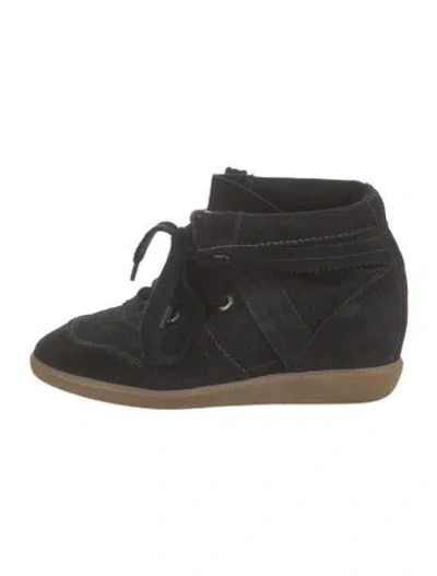 Pre-owned Isabel Marant Suede Wedge Sneakers In Black