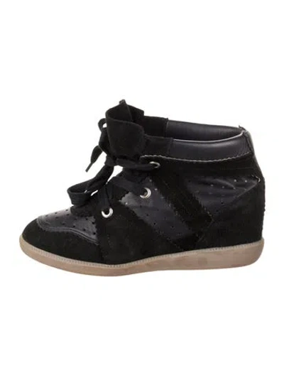 Pre-owned Isabel Marant Suede Wedge Sneakers In Black
