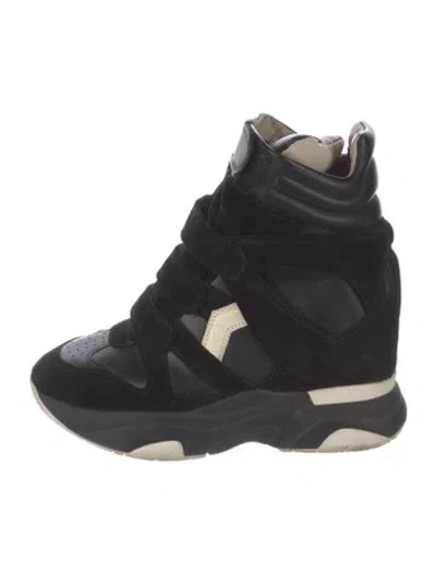 Pre-owned Isabel Marant Suede Wedge Sneakers In Black