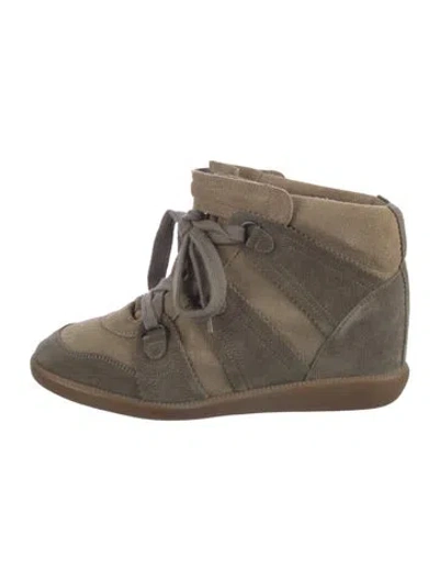 Pre-owned Isabel Marant Suede Wedge Sneakers In Neutral