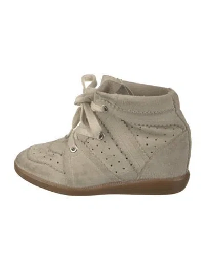 Pre-owned Isabel Marant Suede Wedge Sneakers In Neutral