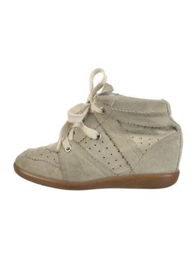Pre-owned Isabel Marant Suede Wedge Sneakers In Neutral