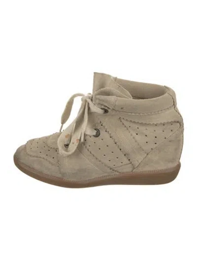 Pre-owned Isabel Marant Suede Wedge Sneakers In Neutral