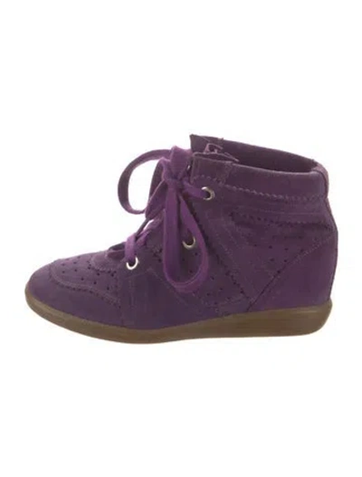 Pre-owned Isabel Marant Suede Wedge Sneakers In Purple