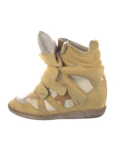 Pre-owned Isabel Marant Suede Wedge Sneakers In Yellow
