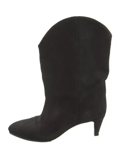Pre-owned Isabel Marant Suede Western Boots In Black