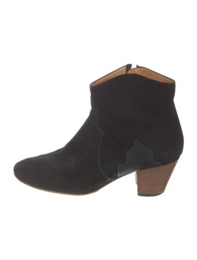Pre-owned Isabel Marant Suede Western Boots In Black