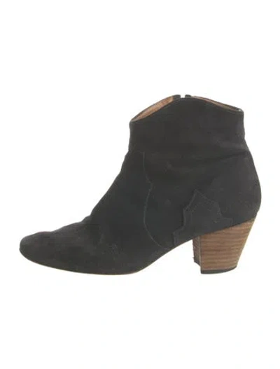 Pre-owned Isabel Marant Suede Western Boots In Black
