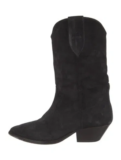 Pre-owned Isabel Marant Suede Western Boots In Black