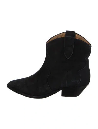 Pre-owned Isabel Marant Suede Western Boots In Black