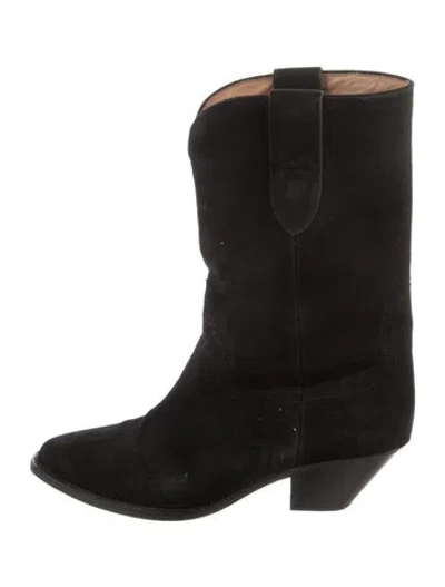 Pre-owned Isabel Marant Suede Western Boots In Black