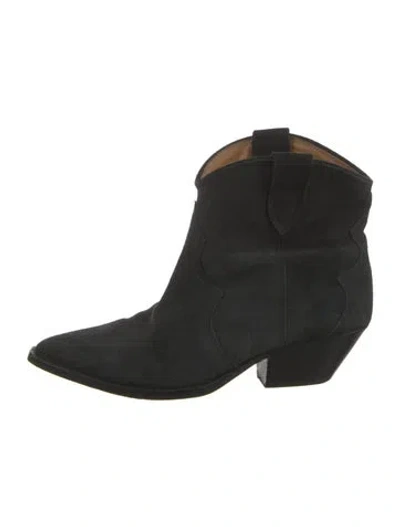 Pre-owned Isabel Marant Suede Western Boots In Black