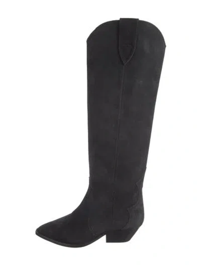 Pre-owned Isabel Marant Suede Western Boots In Black