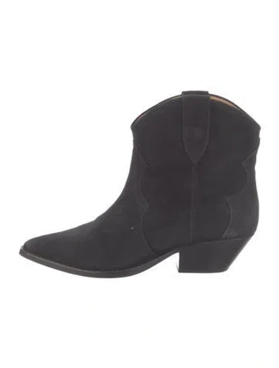 Pre-owned Isabel Marant Suede Western Boots In Black