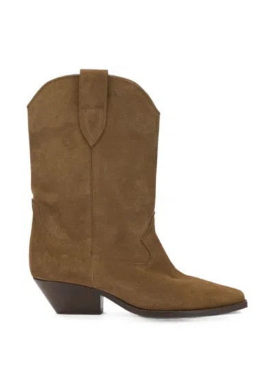 Isabel Marant Suede Cowboy Ankle Boots With Heel In Cognac In Brown
