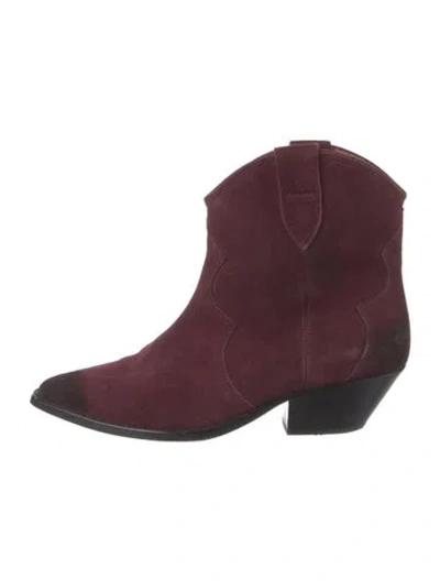 Pre-owned Isabel Marant Suede Western Boots In Burgundy