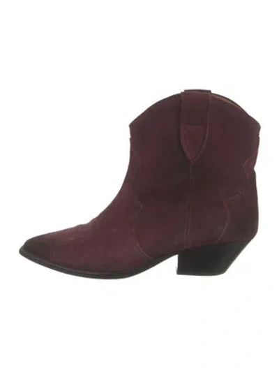 Pre-owned Isabel Marant Suede Western Boots In Burgundy
