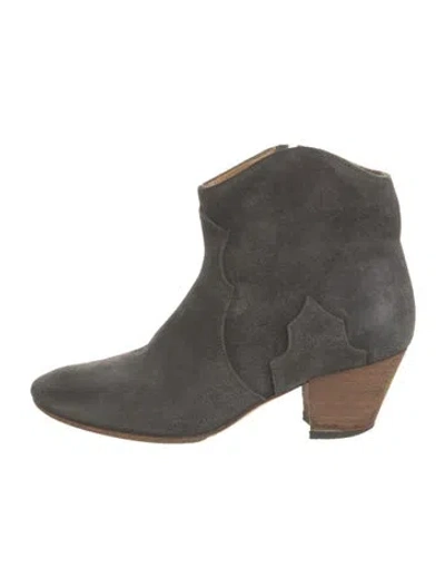 Pre-owned Isabel Marant Suede Western Boots In Gray