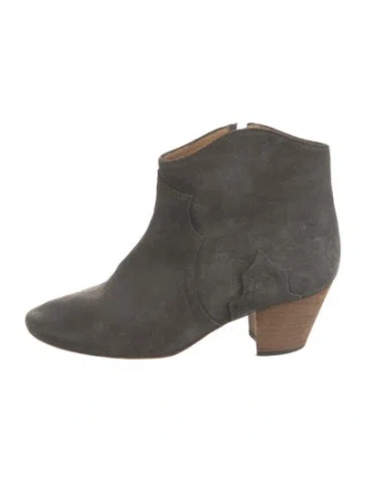 Pre-owned Isabel Marant Suede Western Boots In Gray