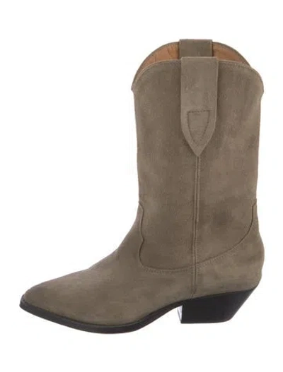 Pre-owned Isabel Marant Suede Western Boots In Gray