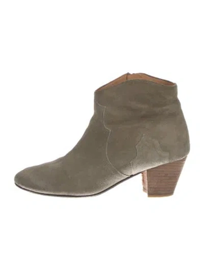 Pre-owned Isabel Marant Suede Western Boots In Green