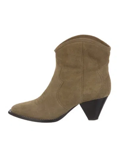 Pre-owned Isabel Marant Suede Western Boots In Green