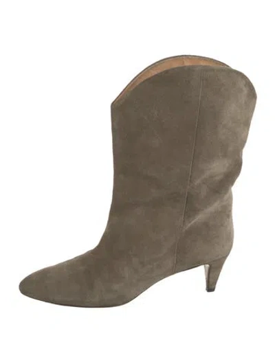 Pre-owned Isabel Marant Suede Western Boots In Green