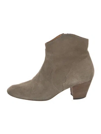 Pre-owned Isabel Marant Suede Western Boots In Green