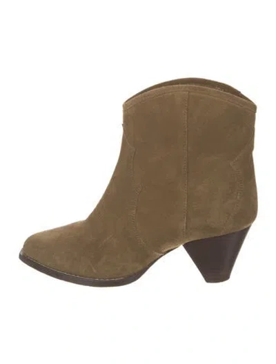 Pre-owned Isabel Marant Suede Western Boots In Green