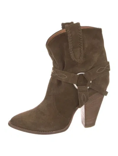Pre-owned Isabel Marant Suede Western Boots In Green