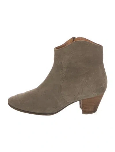 Pre-owned Isabel Marant Suede Western Boots In Green