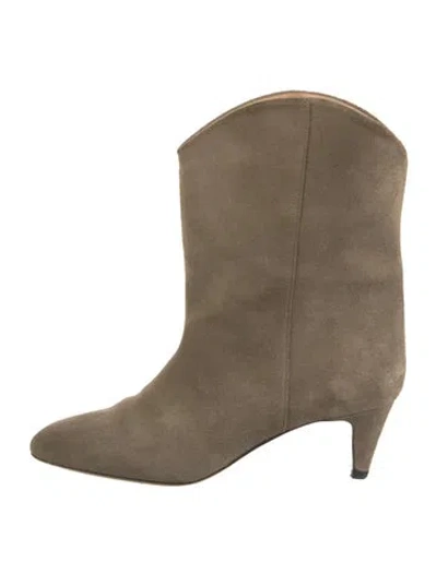 Pre-owned Isabel Marant Suede Western Boots In Green