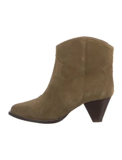 Pre-owned Isabel Marant Suede Western Boots In Green