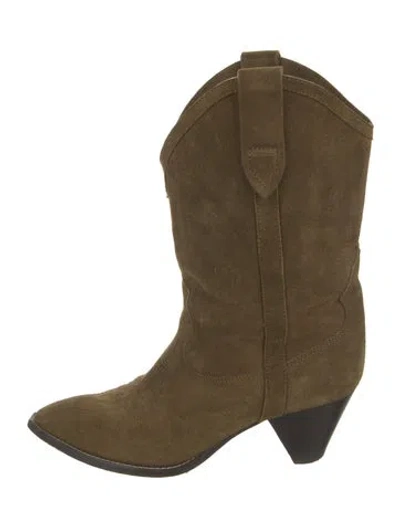 Pre-owned Isabel Marant Suede Western Boots In Green