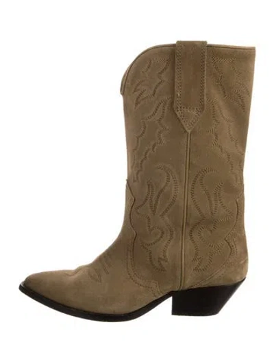 Pre-owned Isabel Marant Suede Western Boots In Green
