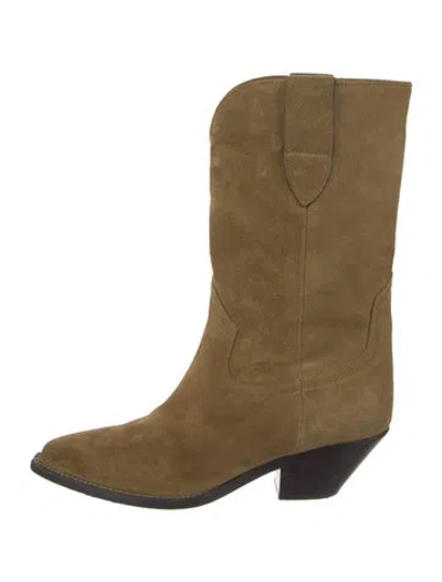 Pre-owned Isabel Marant Suede Western Boots In Green