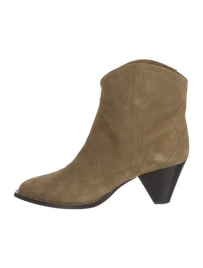 Pre-owned Isabel Marant Suede Western Boots In Green