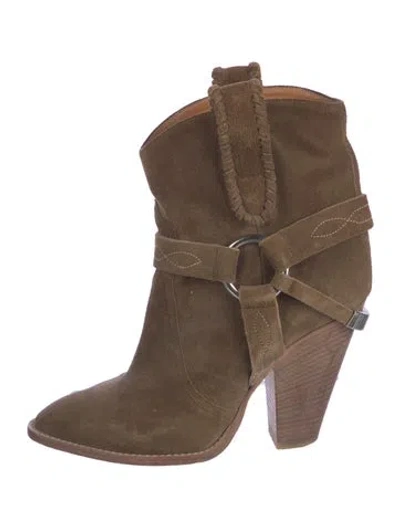 Pre-owned Isabel Marant Suede Western Boots In Green