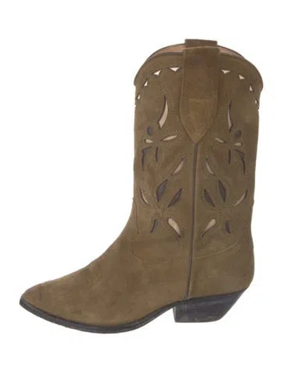 Pre-owned Isabel Marant Suede Western Boots In Green