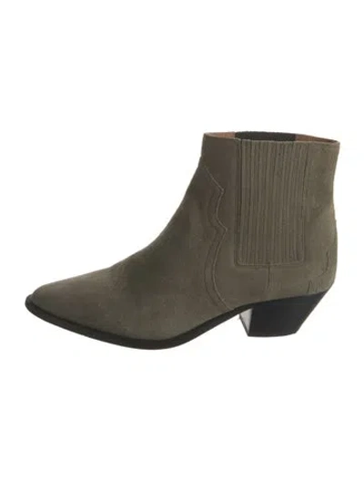 Pre-owned Isabel Marant Suede Western Boots In Green