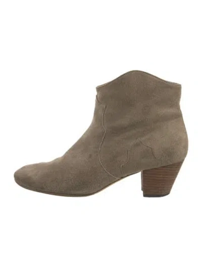 Pre-owned Isabel Marant Suede Western Boots In Green