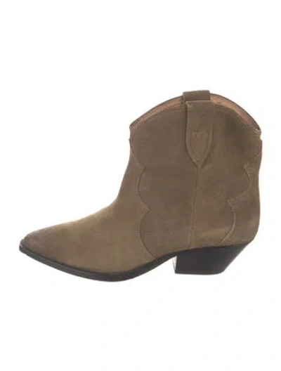 Pre-owned Isabel Marant Suede Western Boots In Green
